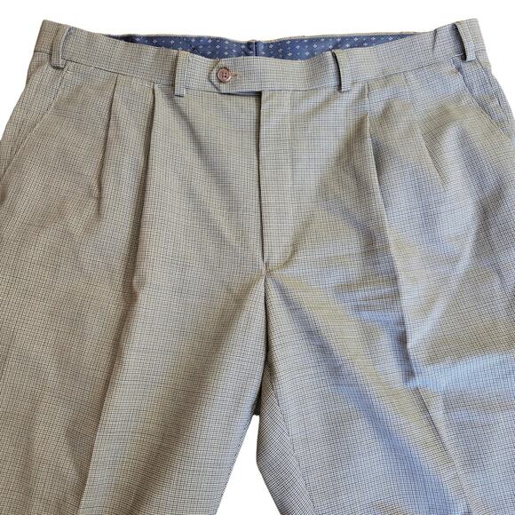 Ralph Lauren Men Vintage Classic Houndstooth Pleated 100% Wool Dress Pants 38x32 - Picture 4 of 11